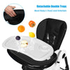 Detachable double trays of the A-Shaped High Chair in black, designed for feeding and entertaining babies safely.