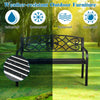 50-inch patio heavy-duty metal garden bench with modern backrest, weather-resistant design for outdoor use.