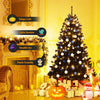 6 feet hinged artificial Halloween Christmas tree with black design, 1036 branch tips, perfect for indoor and outdoor.