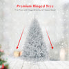 6 feet silver tinsel Christmas tree with hinged branches for easy assembly, perfect for indoor and outdoor holiday.