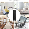 Slim black linen tower storage cabinet with a smooth surface, perfect for modern home decor in any room.
