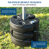 Set of 8 canopy weights with no-pinch design, made of weather-resistant PE, for securing tents and canopies outdoors.