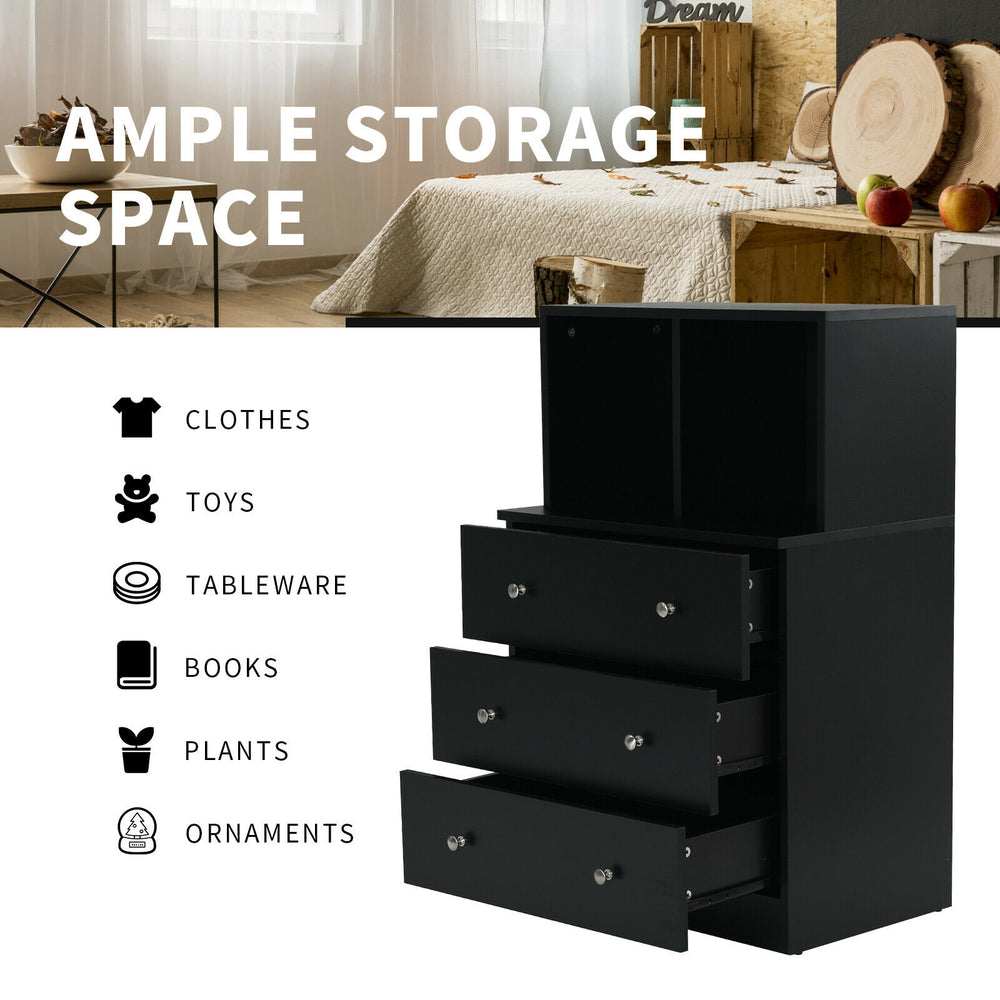 3 Drawer Dresser with Cubbies Storage Chest for Bedroom Living Room - Gallery View 9 of 12