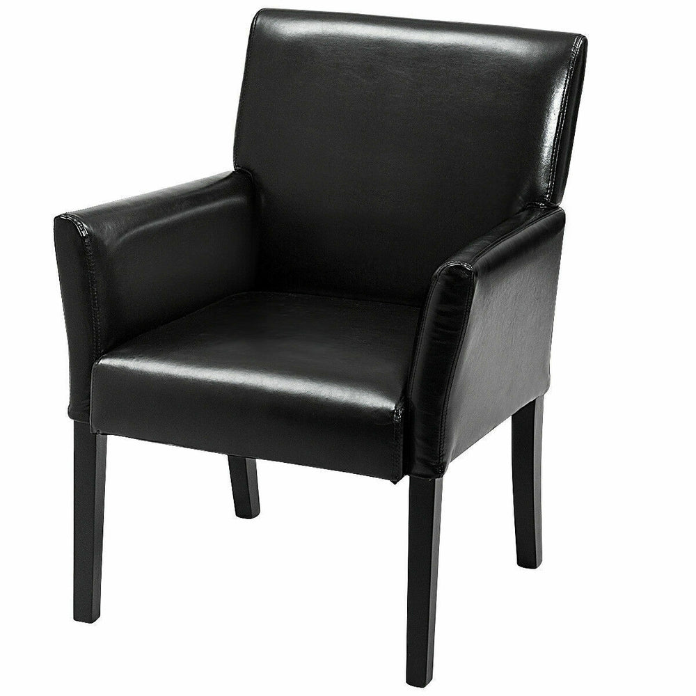 Modern PU leather executive arm chair with sturdy wood legs and ergonomic back, perfect for stylish office seating.