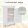 Corner storage cabinet with shutter door, featuring 5 adjustable shelves for versatile storage in small spaces.