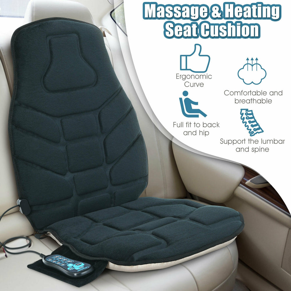Ergonomic seat cushion massager with heat, 6 vibration motors, and plush cover for ultimate comfort at home or in the.