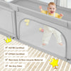 Extra-large gray safety baby fence with breathable mesh, 50 ocean balls, and ASTM certified non-toxic material for.
