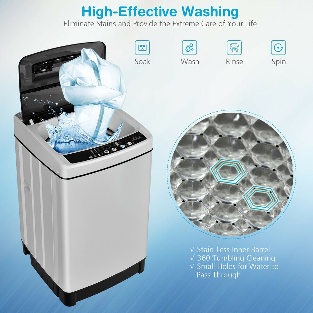 Close-up of the stainless steel inner barrel of the Full-Automatic Washing Machine, designed for efficient washing and.