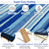 Hammock chair set with soft cotton fabric, durable beech wood, and plump pillow for indoor or outdoor relaxation.