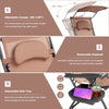 Folding recliner lounge chair with adjustable canopy, removable headrest, and cup holder for outdoor relaxation.