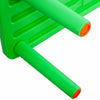 Bright green legs of a kids portable plastic activity table, ideal for learning and play in homes and schools.