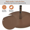 Heavy-duty 29.5-inch steel umbrella base stand with powder coating, designed for stability in windy conditions for.