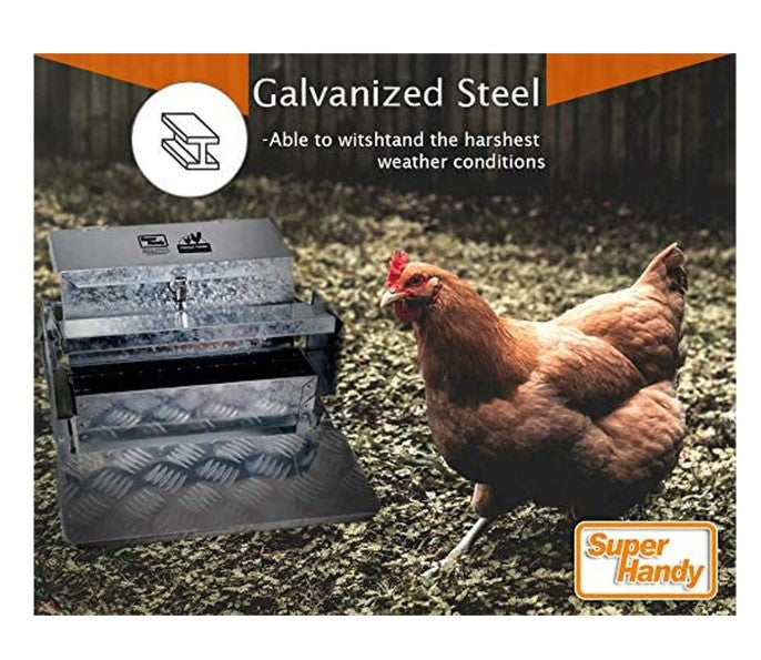 Super Handy GCAT010 Automatic Chicken Feeder 20 lbs Capacity Galvanized Steel New Canada Only