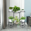 6-tier garden cart flower rack in black, showcasing plants, ideal for indoor or outdoor decor and storage.