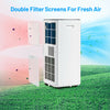Portable air conditioner with double filter screens, 10000 BTU, for fresh air and versatile cooling options.