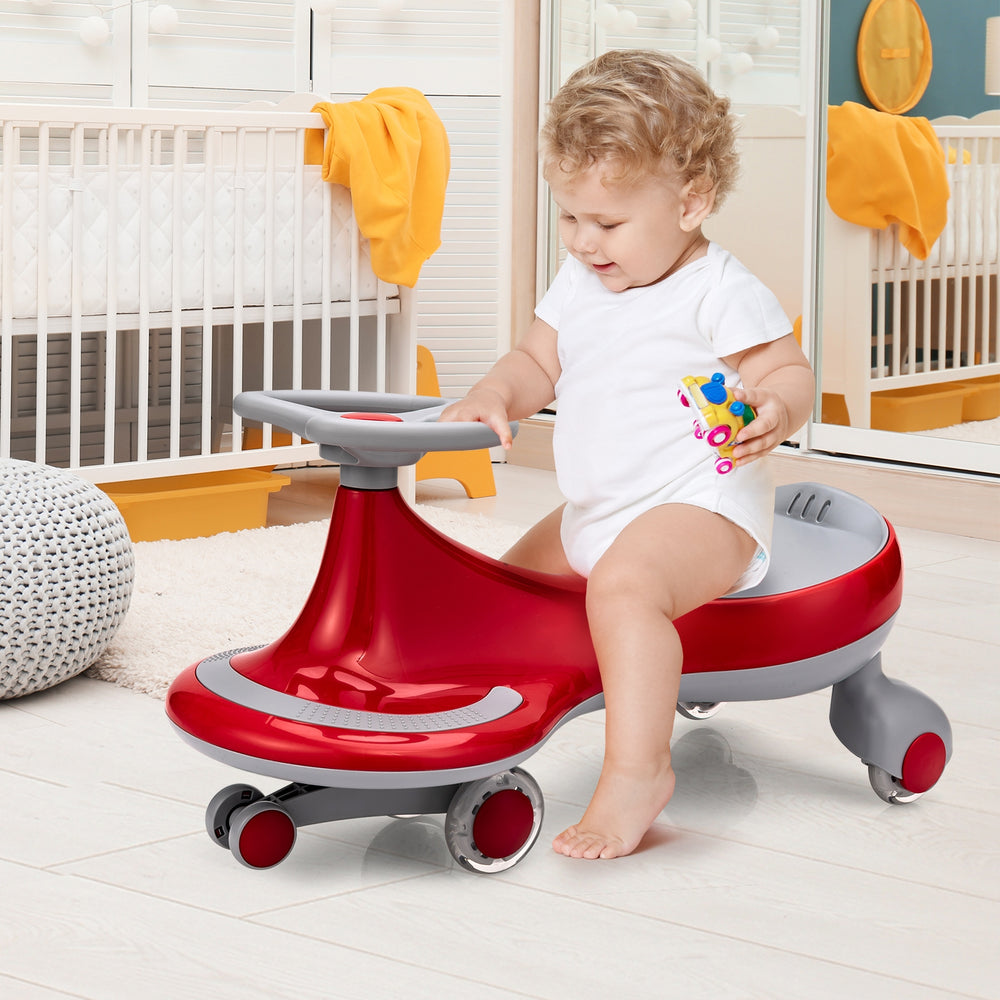 Wiggle Car Ride-on Toy with Flashing Wheels-Red - Gallery View 1 of 13