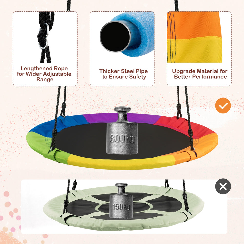 40-inch flying saucer tree swing with adjustable height, durable 600D Oxford fabric, and 330 lbs capacity for outdoor.