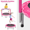 36-inch pink kids trampoline with detachable handlebar, padded cover, and sturdy steel frame for safe indoor and.