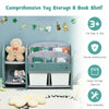 Kids toy storage organizer with 2-tier bookshelf and detachable bins, crafted from safe HDPE material for easy.