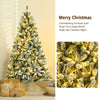Snow-flocked 6-foot Christmas tree with 928 tips, showcasing the warm white lights for a cozy holiday ambiance.