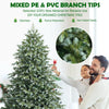 7 feet artificial Christmas tree with 1260 mixed PE and PVC tips, featuring a dense, natural look for festive decor.
