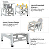 3-in-1 baby high chair in gray with lockable wheels, adjustable seat, and removable trays for easy cleaning and use.