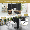 4-panel room divider in black with a sturdy steel frame, ideal for creating privacy in home or office settings.