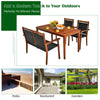 4-piece acacia wood patio dining set with rattan chairs, perfect for outdoor dining in garden or backyard.
