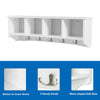 Wall-mounted storage cabinet with five hooks and four compartments, made of durable hard density board for entryway.