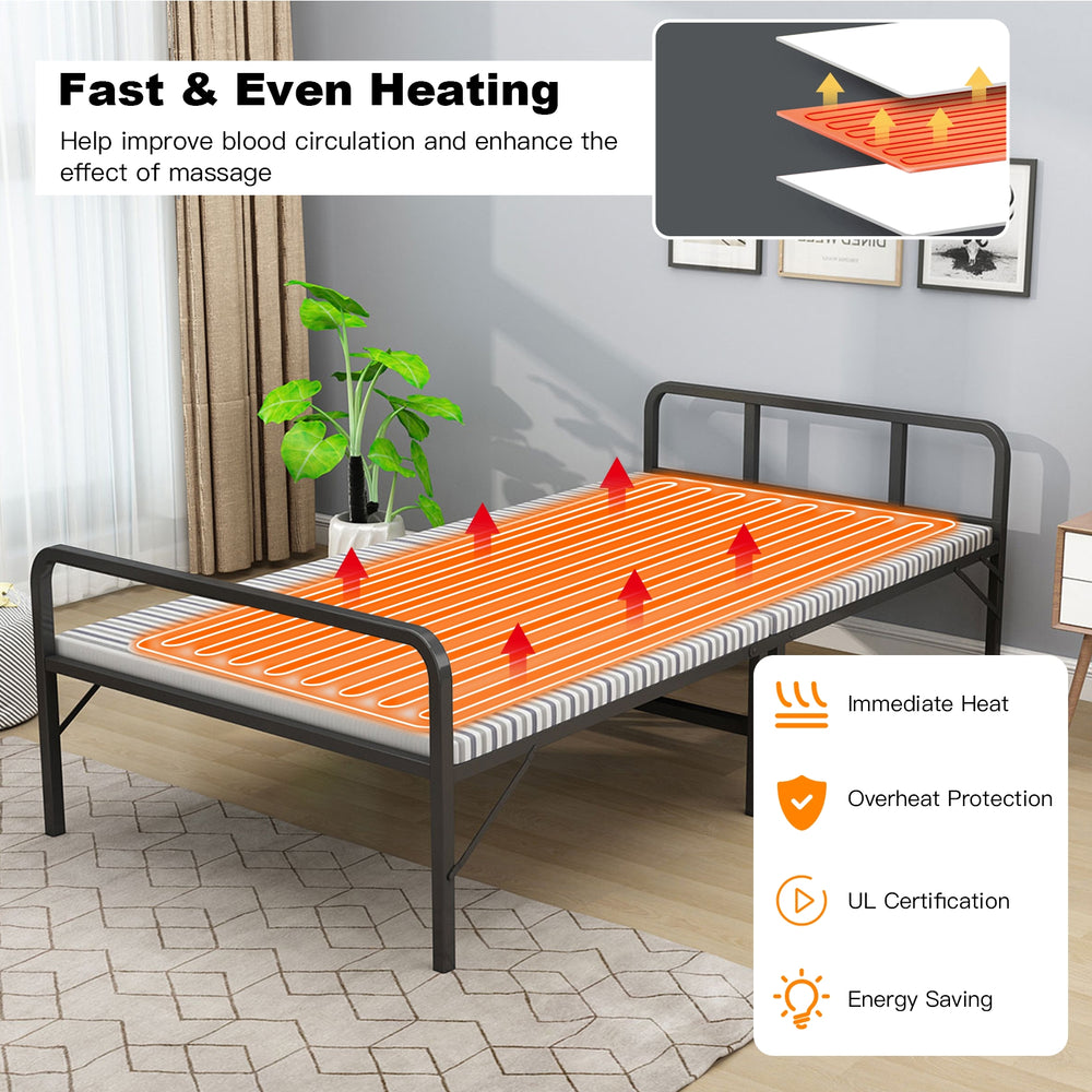 Massage bed warmer heating pad with 5 heat settings, 71 x 31 inches, featuring fast heating and overheat protection.