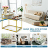 2-tier end side table with metal frame and marble patterns, perfect for living room, study, or bedroom storage.