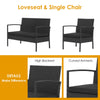 Loveseat and single chair from a 4-piece patio rattan furniture set with high backrest and curved armrests.