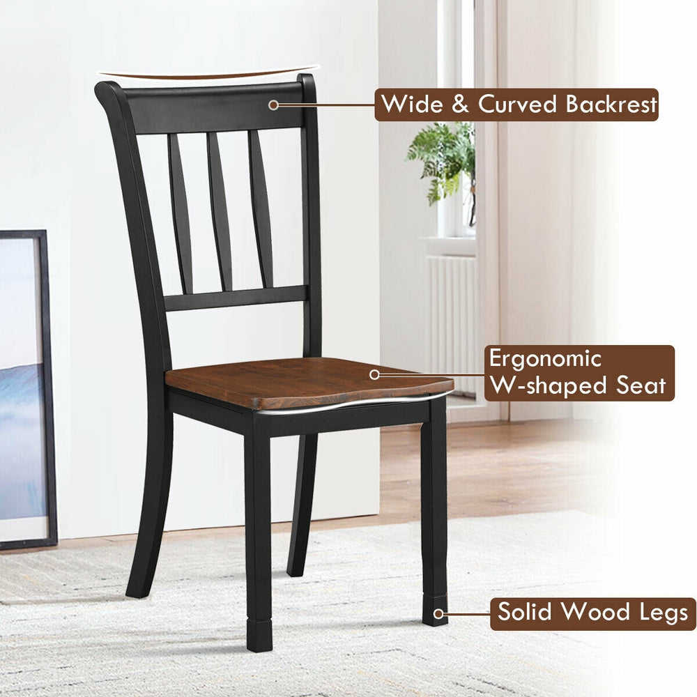Black spindle back dining chair with ergonomic W-shaped seat and solid wood legs, ideal for kitchen or dining room use.