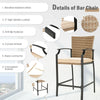 Bar chair with weather-resistant rattan, 2" cushion, and anti-slip footpad, ideal for outdoor relaxation.