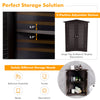 Brown bathroom corner storage cabinet with shutter doors and adjustable shelves for versatile organization in any room.