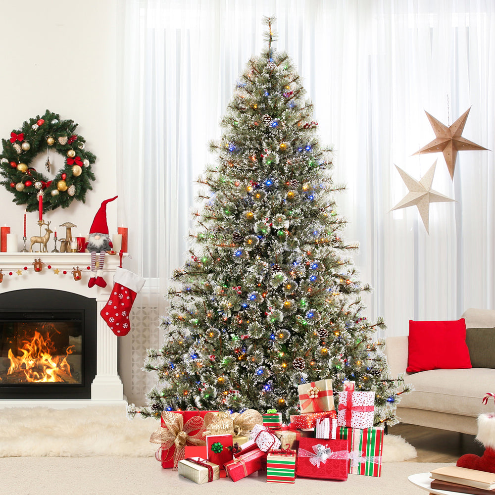 6/7.5/9 FT Artificial Christmas Tree Pre-Lit Hinged Holiday Tree with 360° Quick Power Connector-7.5ft - Gallery View 1 of 10