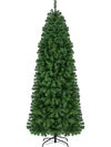 7.5 FT Smart Pencil Christmas Tree with 380 RGB LED lights, featuring a vibrant greenery design and multifunctional lighting effects.