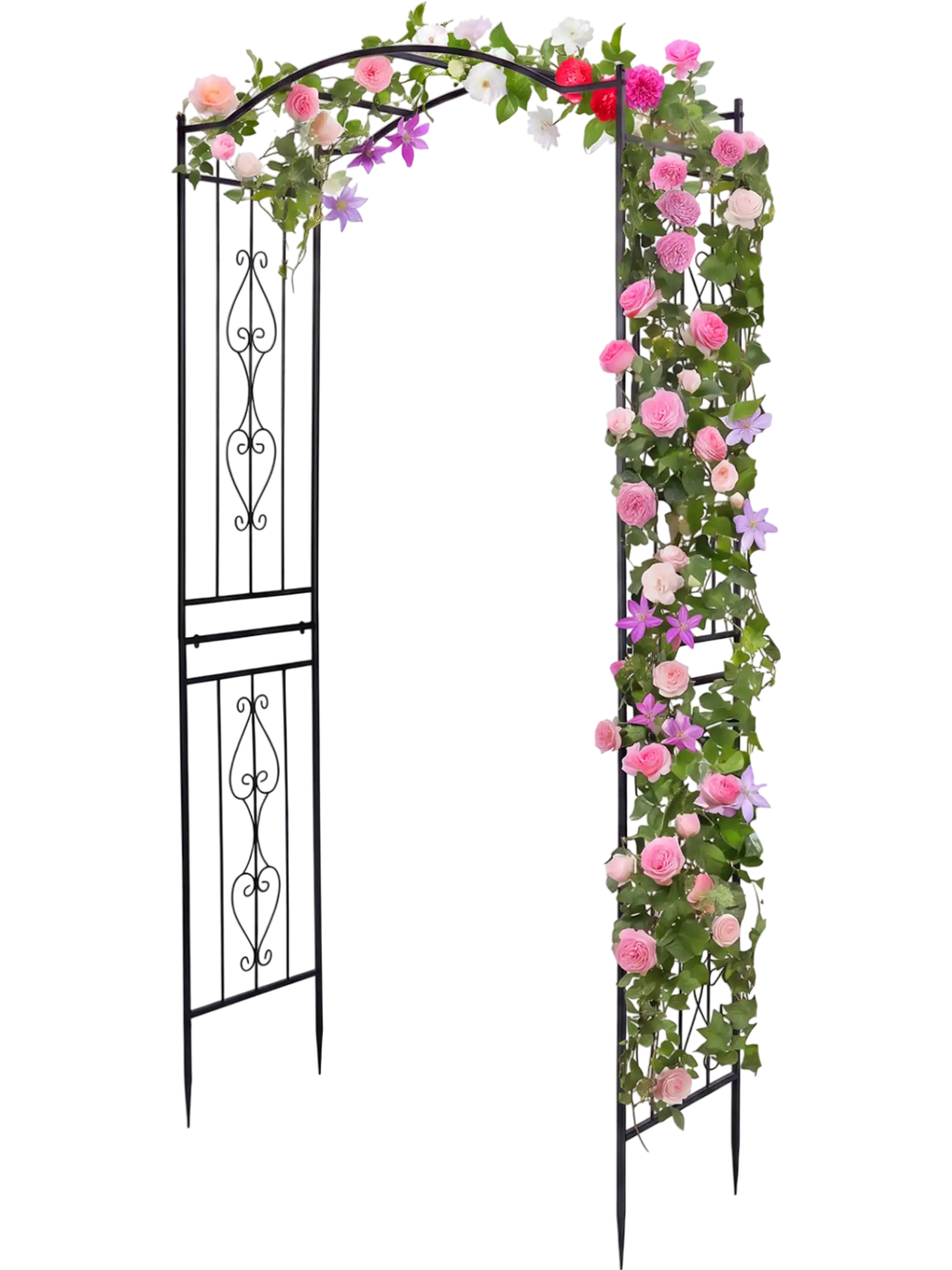Costway 7.5' Heavy-Duty Metal Garden Arbor Arch Trellis Curved Roof 43952423 New