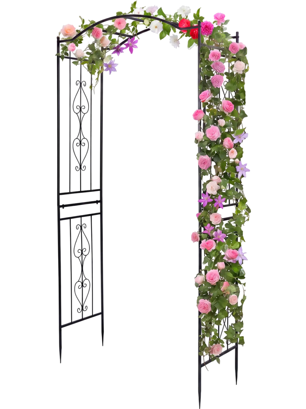7.5 Feet Garden Arbor Heavy-Duty Metal Arch Trellis with Curved Roof
