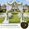 10" long ground stakes for securing the 7.5 feet metal garden arbor, ideal for outdoor weddings and events.