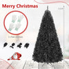 Black 7.5 feet hinged artificial Christmas tree with 1258 PVC branch tips, perfect for festive holiday decor.