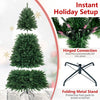7.5 feet unlit artificial Christmas tree with 1968 branch tips, featuring a foldable metal stand for easy storage.