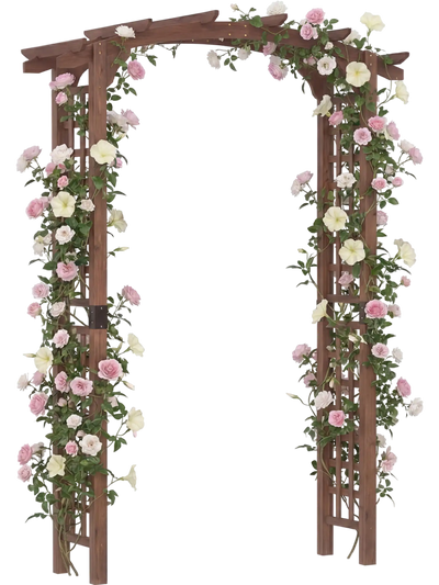 Costway 7.5' Wooden Garden Arch Arbor Trellis for Climbing Plants 48355643 New