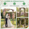 7.5 Ft wooden garden arch in rustic brown, ideal for weddings, patios, or climbing plants with elegant grid trellises.