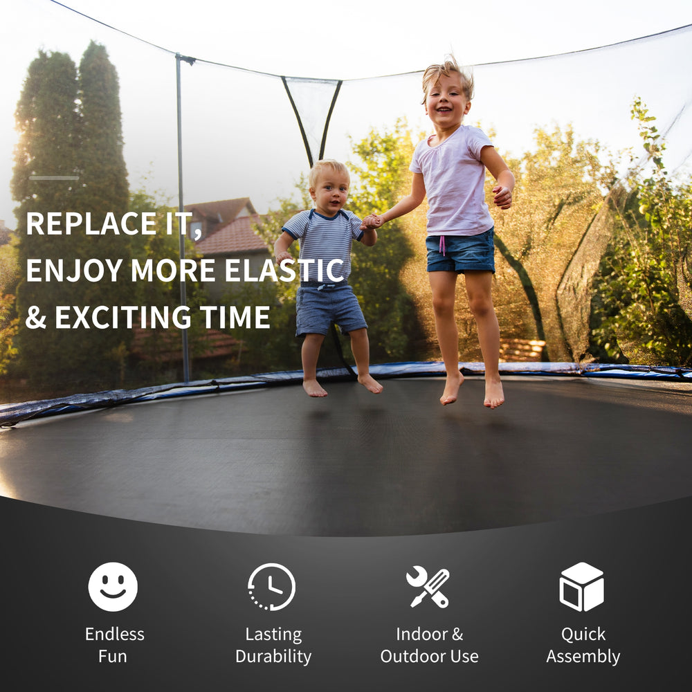 High-elastic PP replacement jumping mat for 12 ft trampoline, durable and easy to assemble for indoor and outdoor fun.