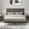 Queen size upholstered bed frame with a vertical channel tufted headboard, combining comfort with a modern design.