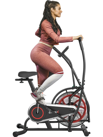 Costway Upright Air Bike Unlimited Resistance Black 75014628 New