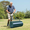 Metal push lawn roller, 24 x 13 inches, water-filled, green, ideal for smoothing lawn damage and packing soil.