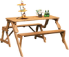 Transforming wooden picnic table bench in dark brown, accommodating 4 people, perfect for outdoor gatherings.