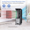 3-in-1 evaporative air cooler showcasing removable 3-sided honeycomb cooling pads and high-density filter for easy.
